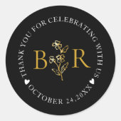 Sticker Rond Gold Botanical Custom Foil Monogram  (Devant)