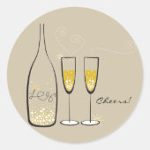 Sticker Rond Gold Bubbly Champagne Cheers Soirée de mariage élé (Devant)