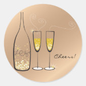 Sticker Rond Gold Bubbly Champagne Cheers Soirée de mariage élé (Devant)