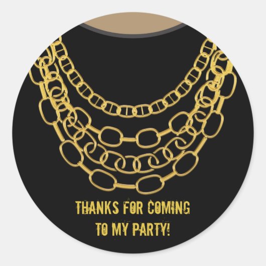 Sticker Rond Gold Chains Black Hip hop Danse fête d'anniversair (Devant)