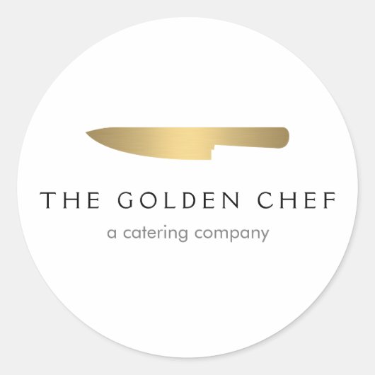 Sticker Rond Gold Chef's Knife Logo Restaurant de restauration (Devant)
