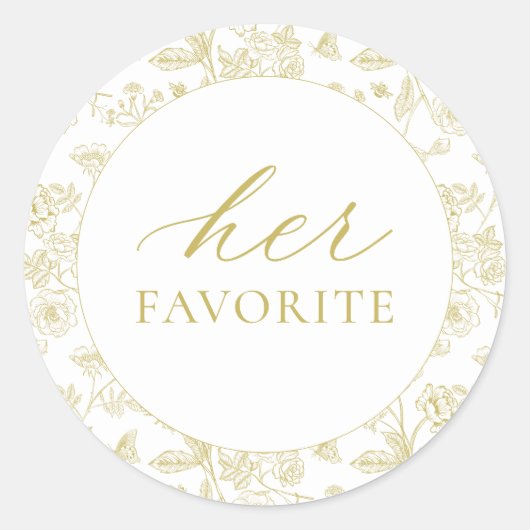 Sticker Rond Gold Chinoiserie Floral Sa Faveur préférée (Devant)