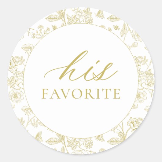 Sticker Rond Gold Chinoiserie Floral Sa Faveur préférée (Devant)