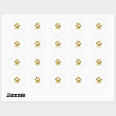 Sticker Rond Gold Chiot Paw Faux Foil Look (Feuille)