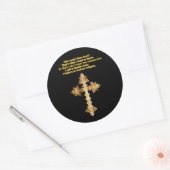 Sticker Rond Gold Christian Fun croix avec drôle de dire (Enveloppe)