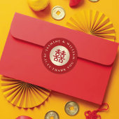 Sticker Rond Gold Circle Double Bonheur Chic Mariage chinois