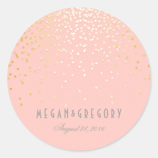 Sticker Rond Gold Confetti Blush Mariage rose (Devant)