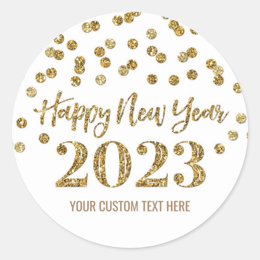 Sticker Rond Gold Confetti Bonne année 2023 (Devant)