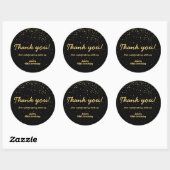 Sticker Rond Gold Confetti Cercle noir Merci d'anniversaire (Feuille)