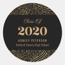 Gold Confetti Classe de 2020 Black Graduation Part