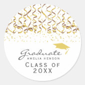 Sticker Rond Gold Confetti Classe de diplôme Cap (Devant)