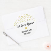 Sticker Rond Gold Confetti Coeur laisser l'amour croître (Enveloppe)
