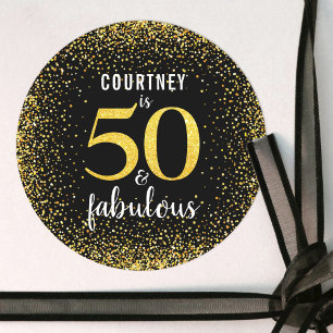 Sticker Rond Gold confetti parties scintillant 50 et fabuleux s