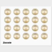 Sticker Rond Gold Cross Diamonds Baptême Christening (Feuille)