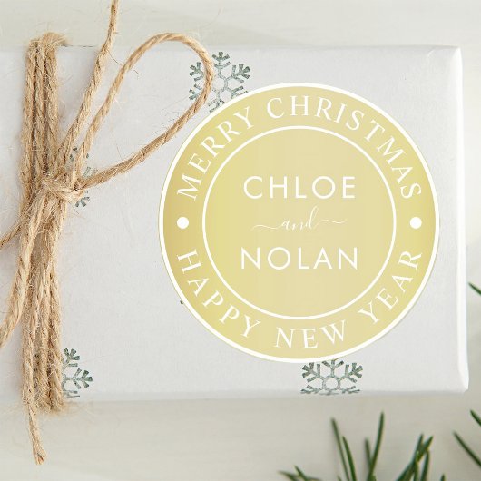 Sticker Rond Gold Custom Text Noël