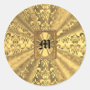 Sticker Rond Gold damask