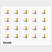 Sticker Rond Gold Deer / Antler Mariage Merci Typographie (Feuille)