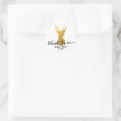 Sticker Rond Gold Deer / Antler Mariage Merci Typographie (Sac)