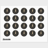 Sticker Rond Gold Diamonds Champagne Toast Celebration Favorise (Feuille)