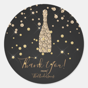 Sticker Rond Gold Diamonds Champagne Toast Celebration Favorise