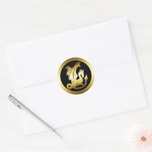 STICKER ROND GOLD DRAGON (Enveloppe)