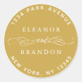 Sticker Rond Gold Elegant Mariage Adresse de retour (Devant)