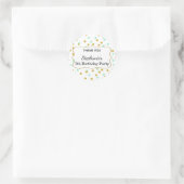 Sticker Rond Gold et Mint Green Confetti fête d'anniversaire (Sac)