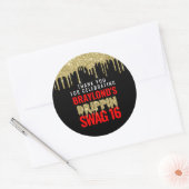 Sticker Rond Gold et Red Drippin Swag 16 Anniversaire (Enveloppe)