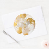 Sticker Rond Gold et White Balloons Party (Enveloppe)