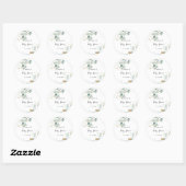 Sticker Rond Gold Eucalyptus Calligraphie Baby shower Favoriser (Feuille)