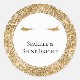 Sticker Rond Gold Eyelashes parties scintillant de glamour girl