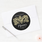 Sticker Rond Gold Faux Foil Masquerade Masque Fête Favoriser (Enveloppe)