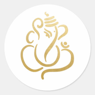 Sticker Rond Gold Festive Ganesh Dieu indien