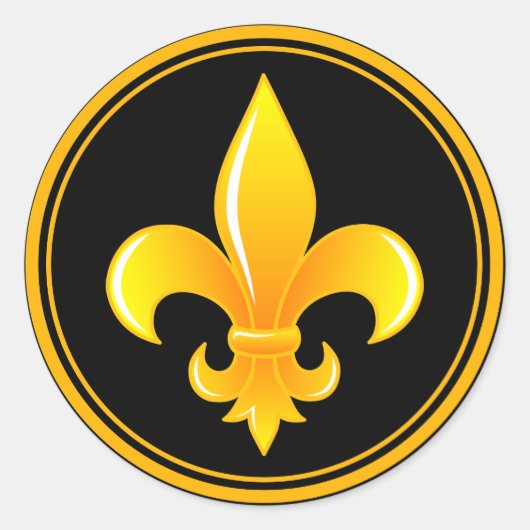 Sticker Rond Gold Fleur De Lis avec jante extérieure (Devant)