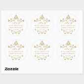 Sticker Rond Gold Floral 50e anniversaire Mariage Classic Roun (Feuille)