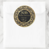 Sticker Rond Gold Floral Elegance 50e anniversaire Mariage (Sac)