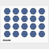 Sticker rond Gold Floral et Royal Blue 1,5 pouces (Feuille)