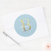 Sticker Rond Gold Floral Letter "B" (Enveloppe)