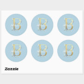 Sticker Rond Gold Floral Letter "B" (Feuille)