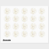 Sticker Rond Gold Floral Line Art Botanical (Feuille)