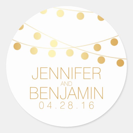 Sticker Rond Gold Foil Chaîne de lumière Mariage (Devant)
