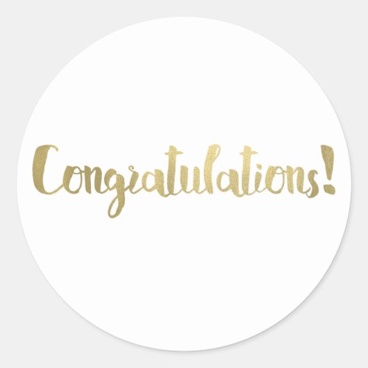 Sticker Rond Gold Foil Félicitations Merci de script moderne (Devant)