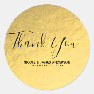 Sticker Rond Gold Foil Shine Moderne élégant mariage Favor