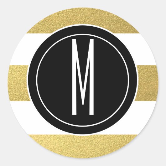 STICKER ROND GOLD FOIL STRIPES | MONOGRAM NOIR (Devant)