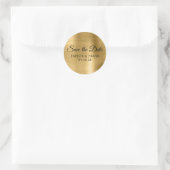 Sticker Rond Gold Foil Wedding Enregistrer la date (Sac)