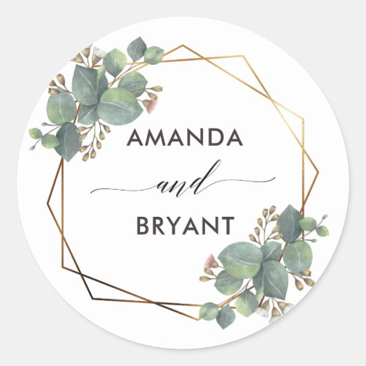 Sticker Rond Gold Geo Frame Eucalyptus (Devant)