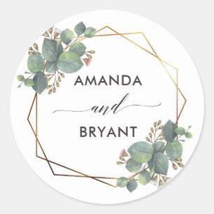 Sticker Rond Gold Geo Frame Eucalyptus