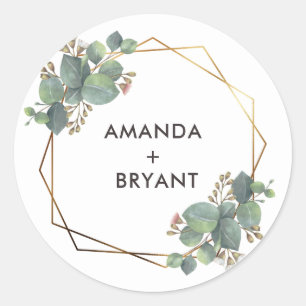 Sticker Rond Gold Geo Frame Eucalyptus