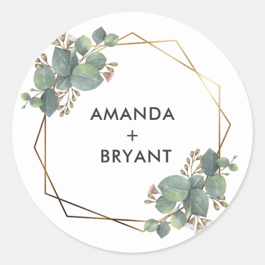 Sticker Rond Gold Geo Frame Eucalyptus (Devant)