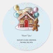 Sticker Rond Gold Gingerbread House Baby Shower (Devant)